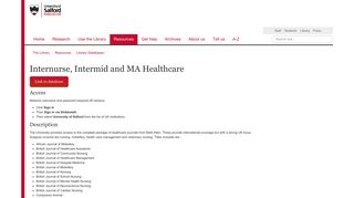 Internurse, Intermid and MA Healthcare | The Library | University of ...