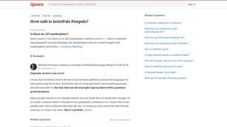 How safe is InterPals Penpals? - Quora