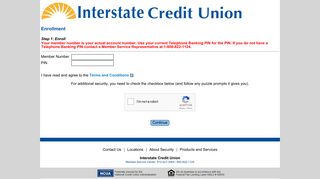 Interstate Credit Union - Enrollment Logon