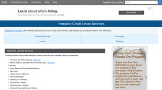 Interstate Credit Union Services: Savings, Checking, Loans