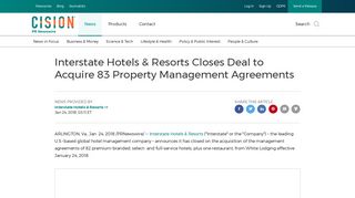Interstate Hotels & Resorts Closes Deal to Acquire 83 Property ...