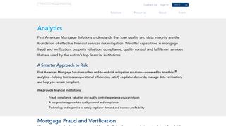 Analytics | First American Mortgage Solutions for Lenders