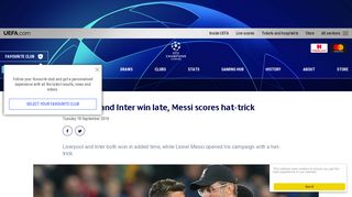 Liverpool and Inter win late, Messi scores hat-trick - UEFA Champions ...