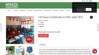 120 Hour Certificate in TEFL course - INTESOL TESOL Training