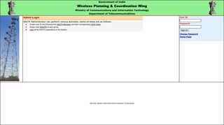 Admin Login - Wireless Planning & Coordination Wing - Department of ...