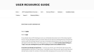 Existing Client adding ELD – User Resource Guide
