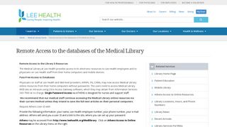Remote Access to the databases of the Lee Health Medical Library