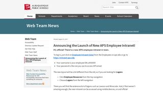 Announcing the Launch of New APS Employee Intranet ...