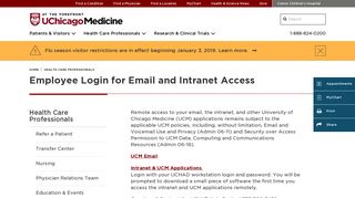 Employee Login for Email and Intranet Access - UChicago Medicine