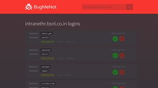 intranethr.bsnl.co.in passwords - BugMeNot