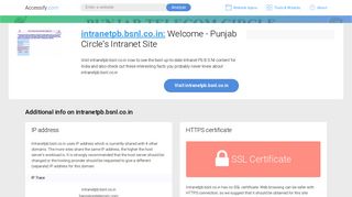 Access intranetpb.bsnl.co.in. Welcome - Punjab Circle's Intranet Site