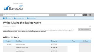 White-Listing the Backup Agent - Barracuda MSP Partner Toolkit