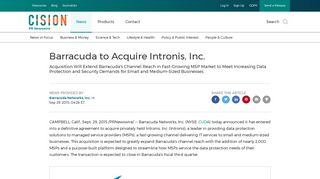 Barracuda to Acquire Intronis, Inc. - PR Newswire