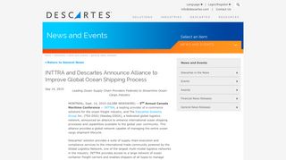 INTTRA and Descartes Announce Alliance to Improve Global Ocean ...