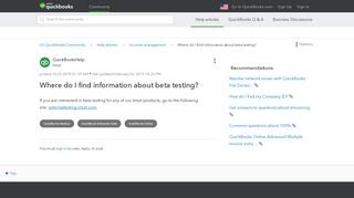 Where do I find information about beta testing? - QuickBooks ... - Intuit