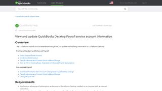 View and update QuickBooks Desktop Payroll service account infor ...