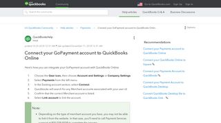 Connect your GoPayment account to QuickBooks Onlin... - Intuit