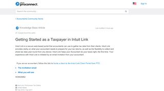 Getting Started as a Taxpayer in Intuit Link - Accountants Community
