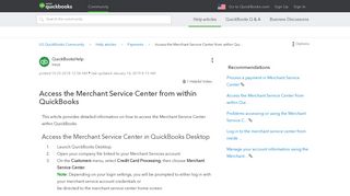 Access the Merchant Service Center from within Qui... - QuickBooks ...