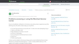 Problems accessing or using the Merchant Service C ... - Intuit