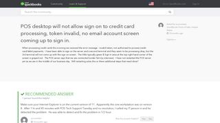 POS desktop will not allow sign on to credit card processing, to ...