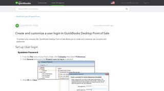 Create and customize a user login in QuickBooks Desktop Point of ...