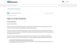 Sign In to My ProSeries - Accountants Community - Intuit