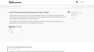 Intuit Proseries proconnect password sign in help? - Accountants ...