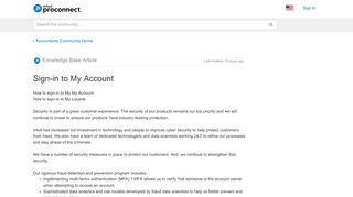 Sign-in to My Account - Accountants Community - Intuit