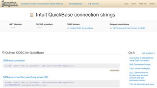 Intuit QuickBase connection strings - ConnectionStrings.com
