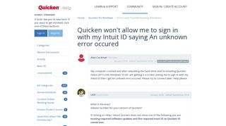 Quicken won't allow me to sign in with my Intuit ID saying An ...