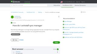 Solved: How do i uninstall sync manager - QuickBooks - Intuit