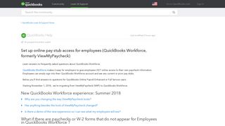 QuickBooks Workforce (formerly ViewMyPaycheck): Online Payroll FAQs