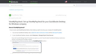 ViewMyPaycheck - QuickBooks Support - Intuit