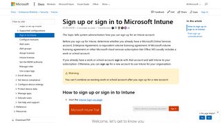 Sign up or sign in to Microsoft Intune | Microsoft Docs