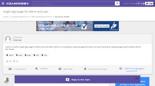 php - single login page for Admin and user | DaniWeb