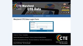 MD CTE Data Login - Maryland CTE Data