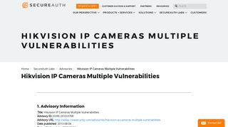 Hikvision IP Cameras Multiple Vulnerabilities | SecureAuth