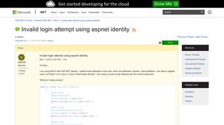 Invalid login attempt using aspnet identity | The ASP.NET Forums