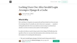 Locking Users Out After Invalid Login Attempts: Django & a Cache