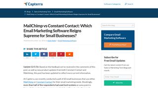 MailChimp vs Constant Contact: Which Email Software Best for SMBs?