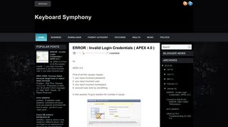 ERROR : Invalid Login Credentials ( APEX 4.0 ) ~ Keyboard Symphony