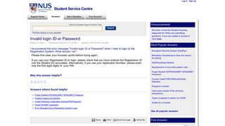 Invalid login ID or Password - askstudentservice.nus.edu.sg