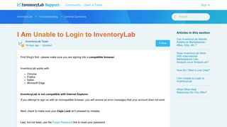 I Am Unable to Login to InventoryLab – InventoryLab