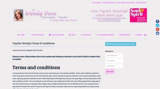 Terms & Conditions - Wendy Dove Psychic Readings