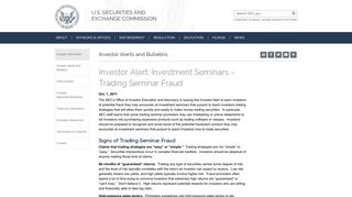 SEC.gov | Investor Alert: Investment Seminars – Trading Seminar Fraud
