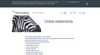 Online statements - Investec