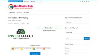 Investellect - Not Paying - This Week's Coin