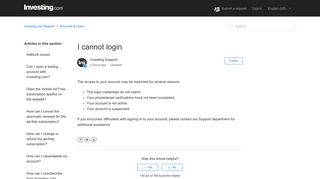 I cannot login – Investing.com Support