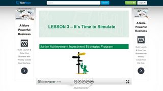 Junior Achievement Investment Strategies Program LESSON 3 – It's ...